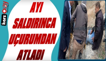 Ayı Saldırınca Uçurumdan Atladı