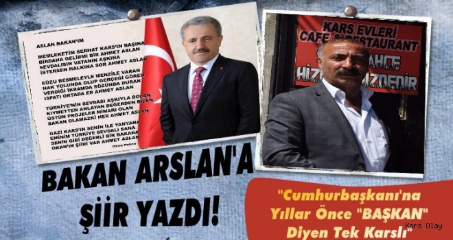 Bakan Arslan'a Kars'tan Şiir