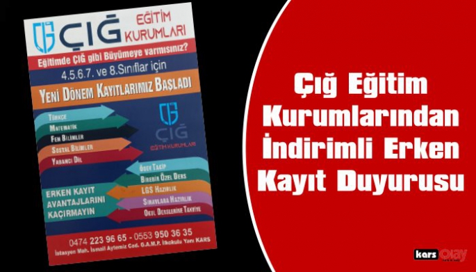 Çığ Eğitim Kurumlarından Erken Kayıt Duyurusu