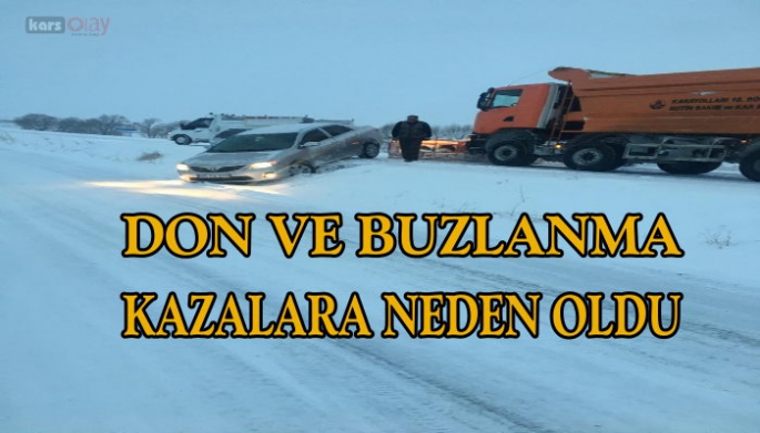 Don ve buzlanma Kars'ta kazalara neden oldu