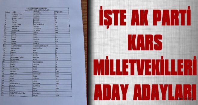 İşte AK Parti'nin Kars Milletvekili Aday Adayları Listesi