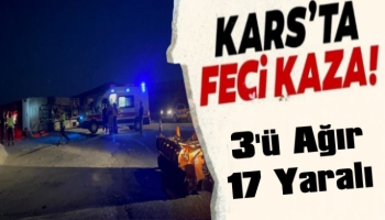 Kars'ta Trafik Kazası, 17  Yaralı!