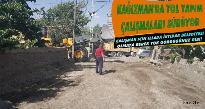 Kağızman'da Yol Yapım Çalışmaları Sürüyor