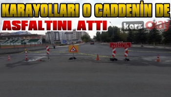 Karayolları Kars'ta O Caddenin Asfaltını Attı