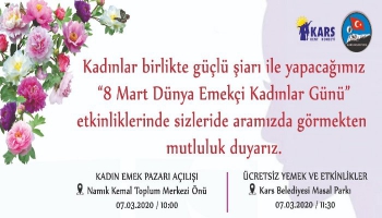 Kars Belediyesi 8 Mart Dünya Kadınlar Gününü Anacak