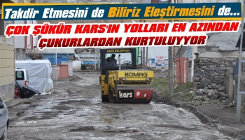 Kars Belediyesi Çukura Dönen Yolları Düzeltiyor.