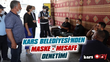 Kars Belediyesi'nden Maske Sosyal Mesafe Denetimi