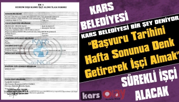 Kars Belediyesi Sürekli İşçi Alacak!