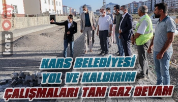 Kars Belediyesi Yol ve Kaldırım Çalışmalarını Aralıksız Sürdürüyor