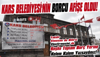 Kars Belediyesinin Borcu Belediye Binasına Asıldı