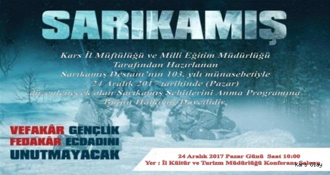 Kars İl Müftülüğü Sarıkamış Şehitlerini Anacak