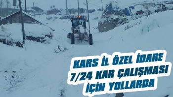 Kars İl Özel İdare Karla Mücadele Çalışmalarını Sürdürüyor