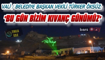 Kars'ın Tarihi Kalesinde Lazer Gösterisi