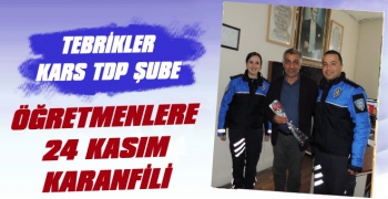 Kars Polisinden Öğretmenlere 24 Kasım Karanfili