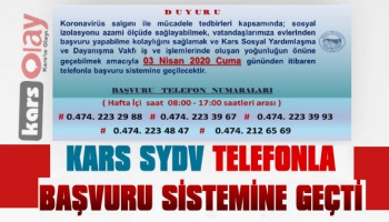 Kars SYDV Telefonla Başvuru Sistemine Geçti