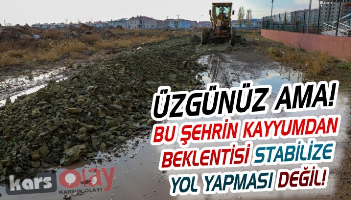 Kars'ta Belediyeden Stabilize Yol!