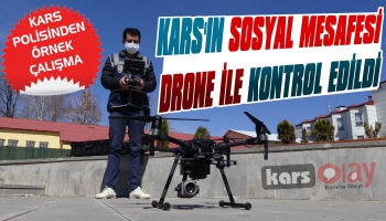 Kars'ta Drone İle Sosyal Mesafe Kontrolü