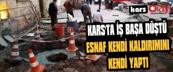 Kars'ta Esnaf Yaya Kaldırımını Kendi Yaptırdı