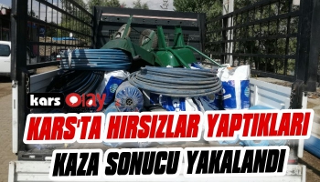 Kars'ta Hırsızlar Yaptıkları Kaza Sonucu Yakalandı