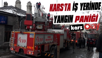 Kars'ta İş Yerinde Yangın Paniği