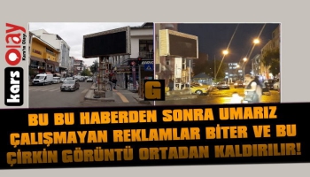 Kars'ta Led Ekran Reklam Panosu Çirkinliği