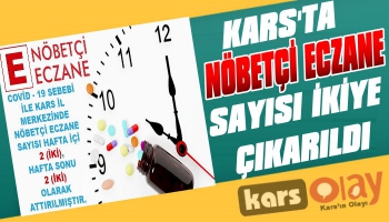 Kars'ta Nöbetçi Eczane Sayısı 2'ye Çıkarıldı