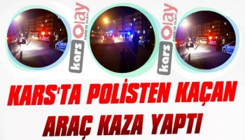 Kars'ta Polisten Kaçan Araç Kaza Yaptı