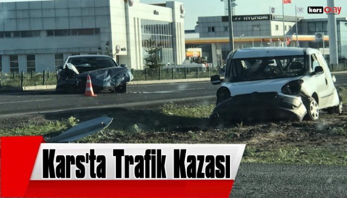 Kars'ta Trafik Kazası, 2 Yaralı!