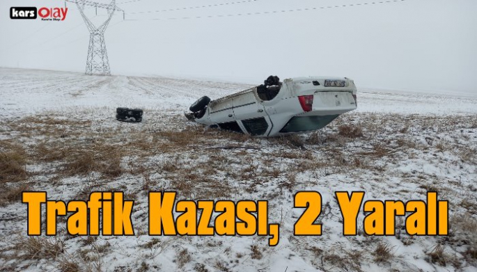 Kars'ta Trafik Kazası, 2 Yaralı! 