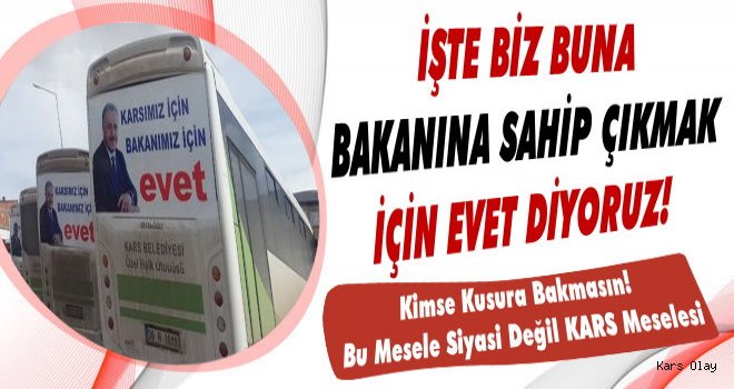 Kars'ta Dolmuşçulardan EVET Pankartı