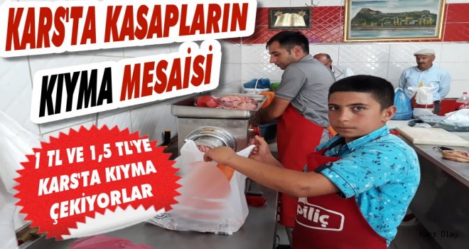 Kars'ta Kasapların Kıyma Mesaisi