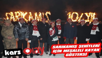 Sarıkamış Şehitleri İçin Meşaleli Kayak Gösterisi