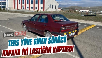 Ters Yöne Giren Sürücü Kapana İki Lastiğini Kaptırdı