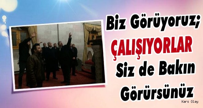 Vali Doğan ve Başkan Çalkın Evliya Camisinde Hat Süslemelerini İnceledi