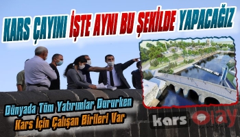 Vali Öksüz Kars Çayı Islah Projesi İnşaatını İnceledi